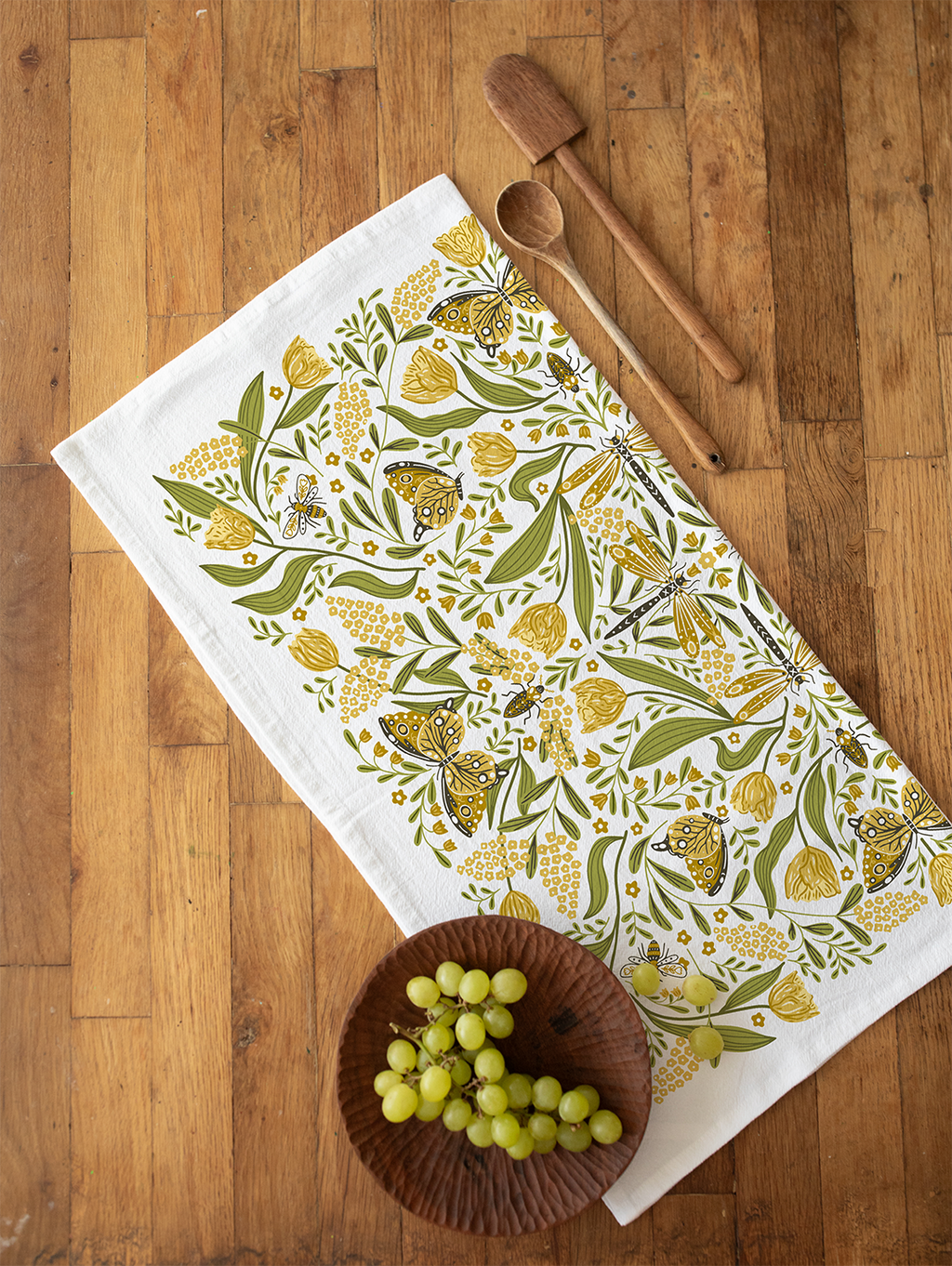 Golden Garden Tea Towel – Butterflies, Floral