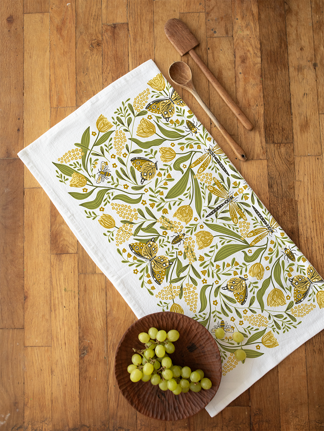 Golden Garden Tea Towel – Butterflies, Floral