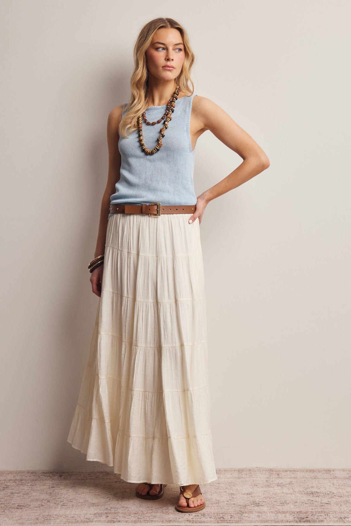 Sleeveless Cotton Knit Tank Top