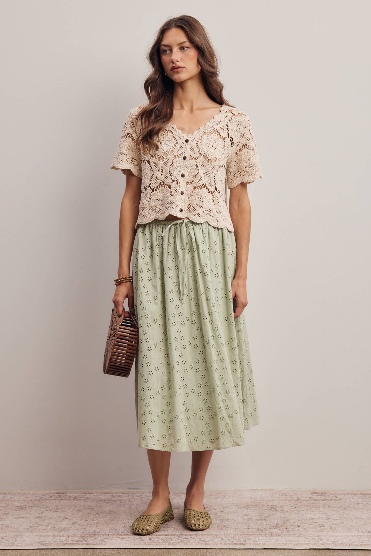 Crochet Lace Short Sleeve Top