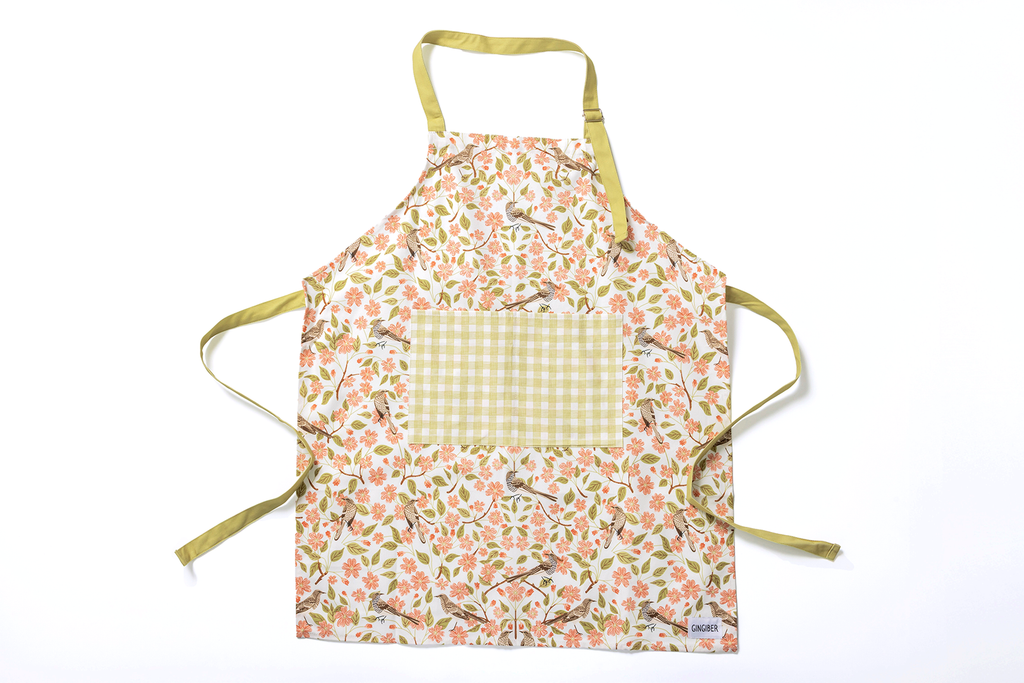 Apple Blossom Apron - Spring Floral Kitchen Linen Apron
