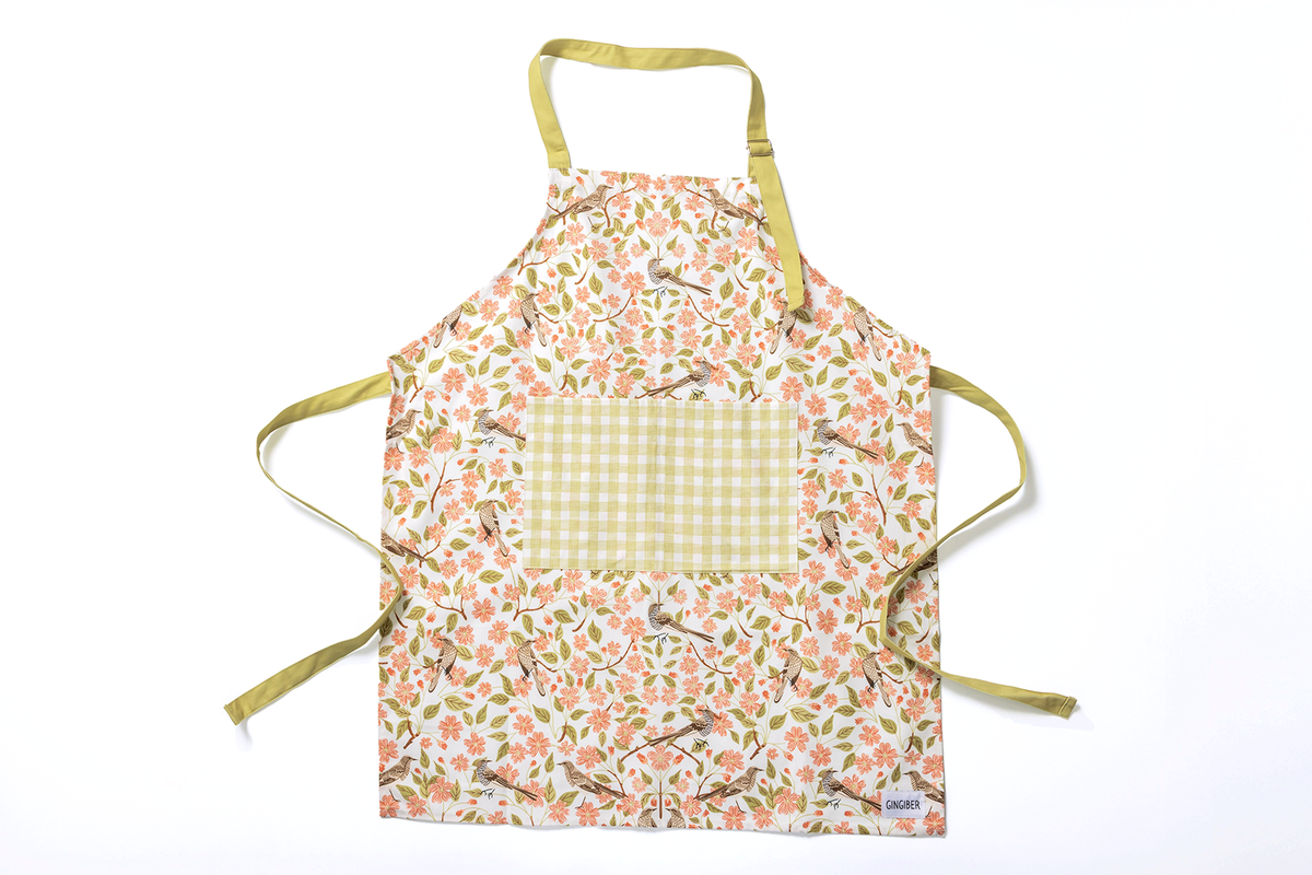 Apple Blossom Apron - Spring Floral Kitchen Linen Apron