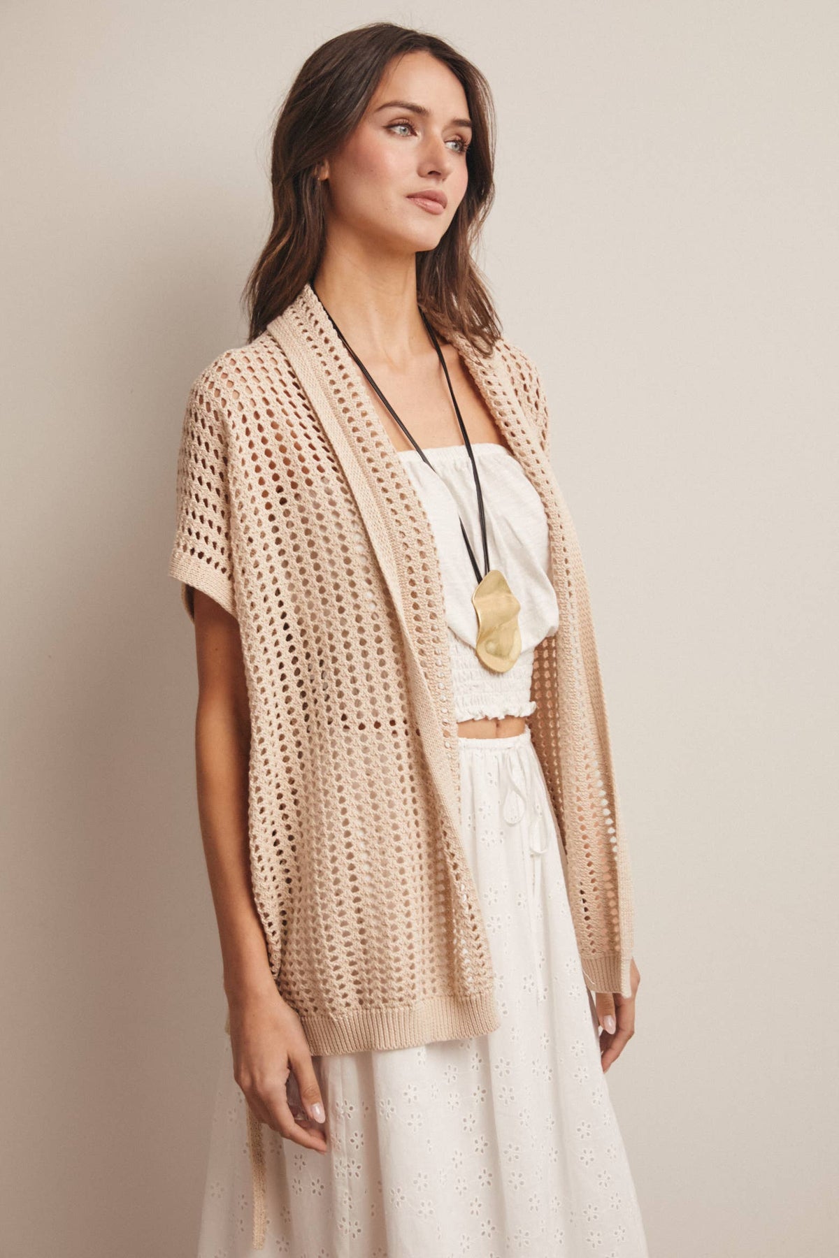 Open Knit Belted Cardigan