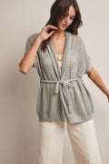Open Knit Belted Cardigan