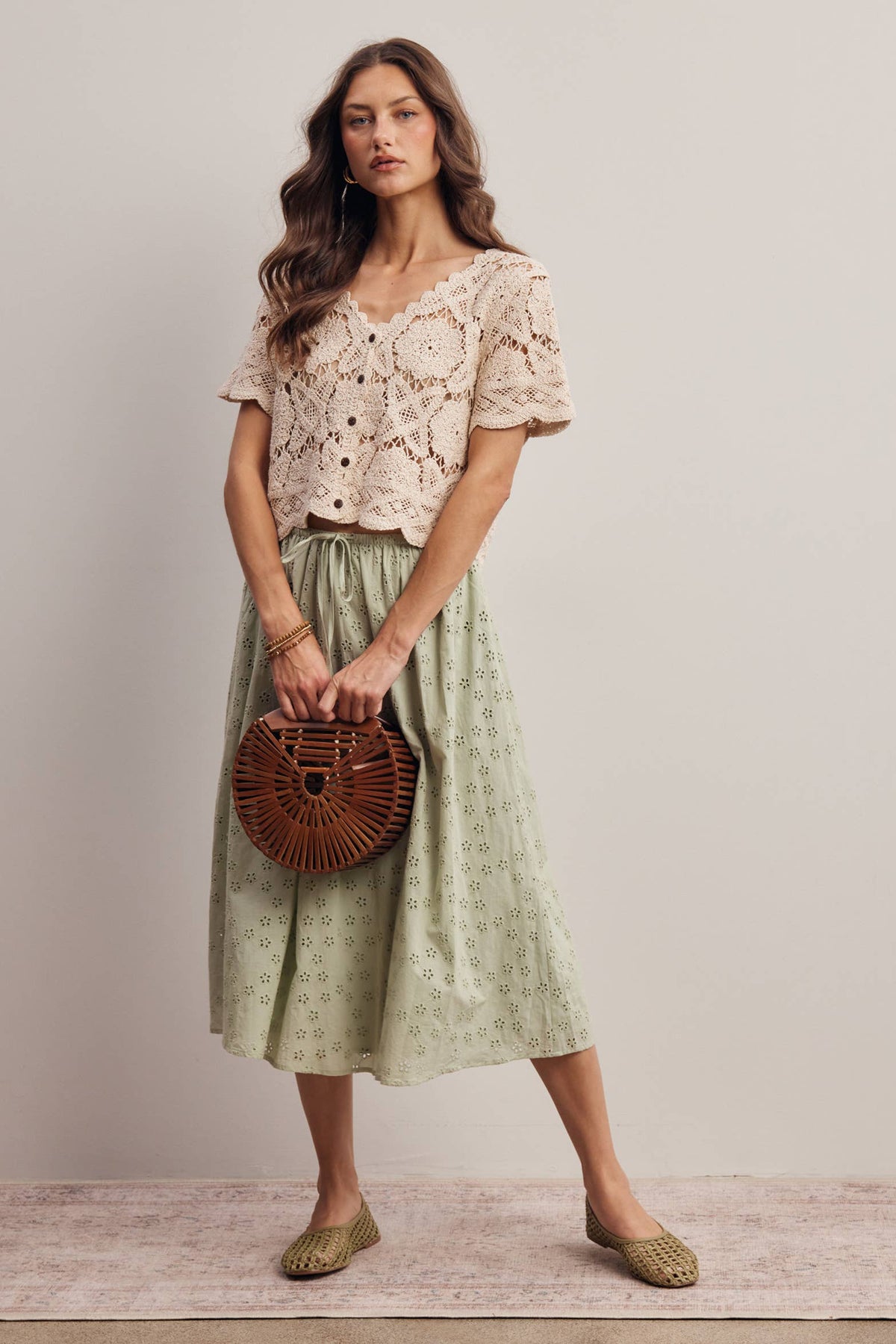 Crochet Lace Short Sleeve Top