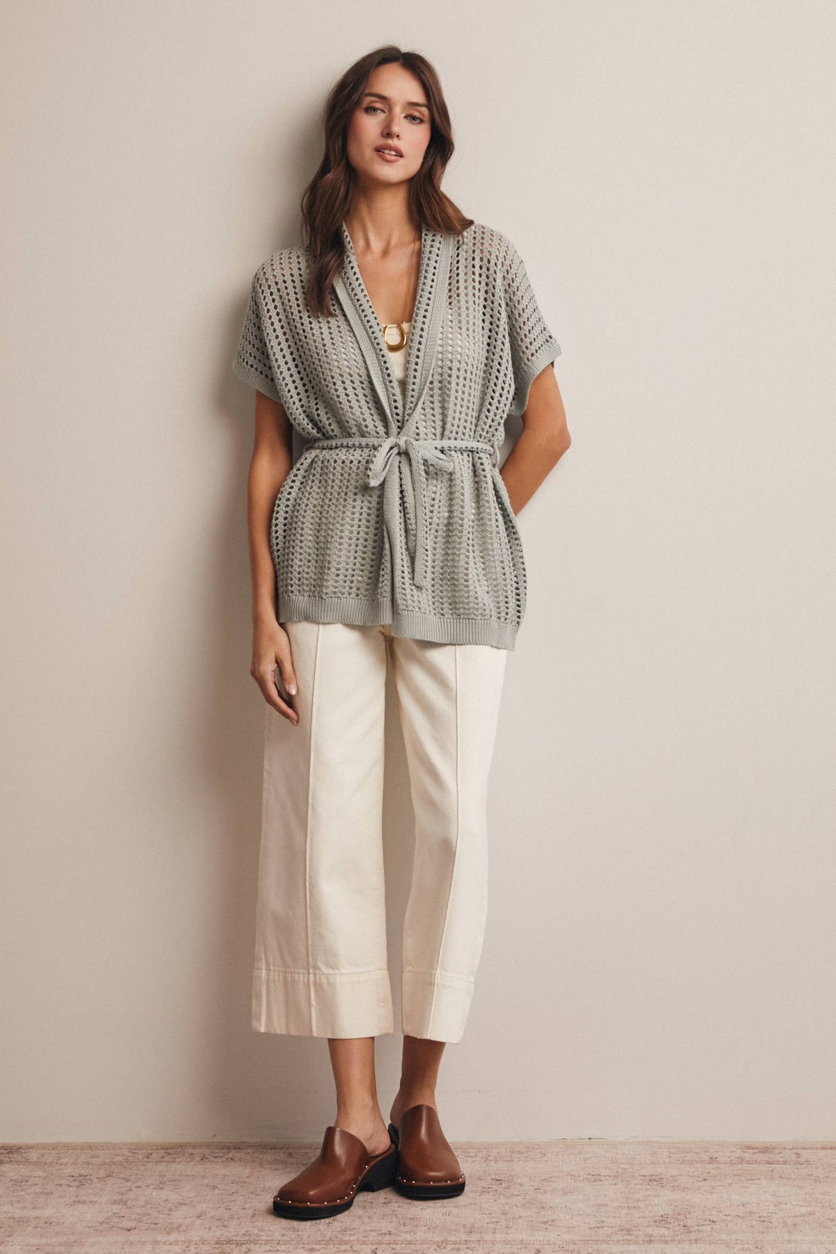 Open Knit Belted Cardigan