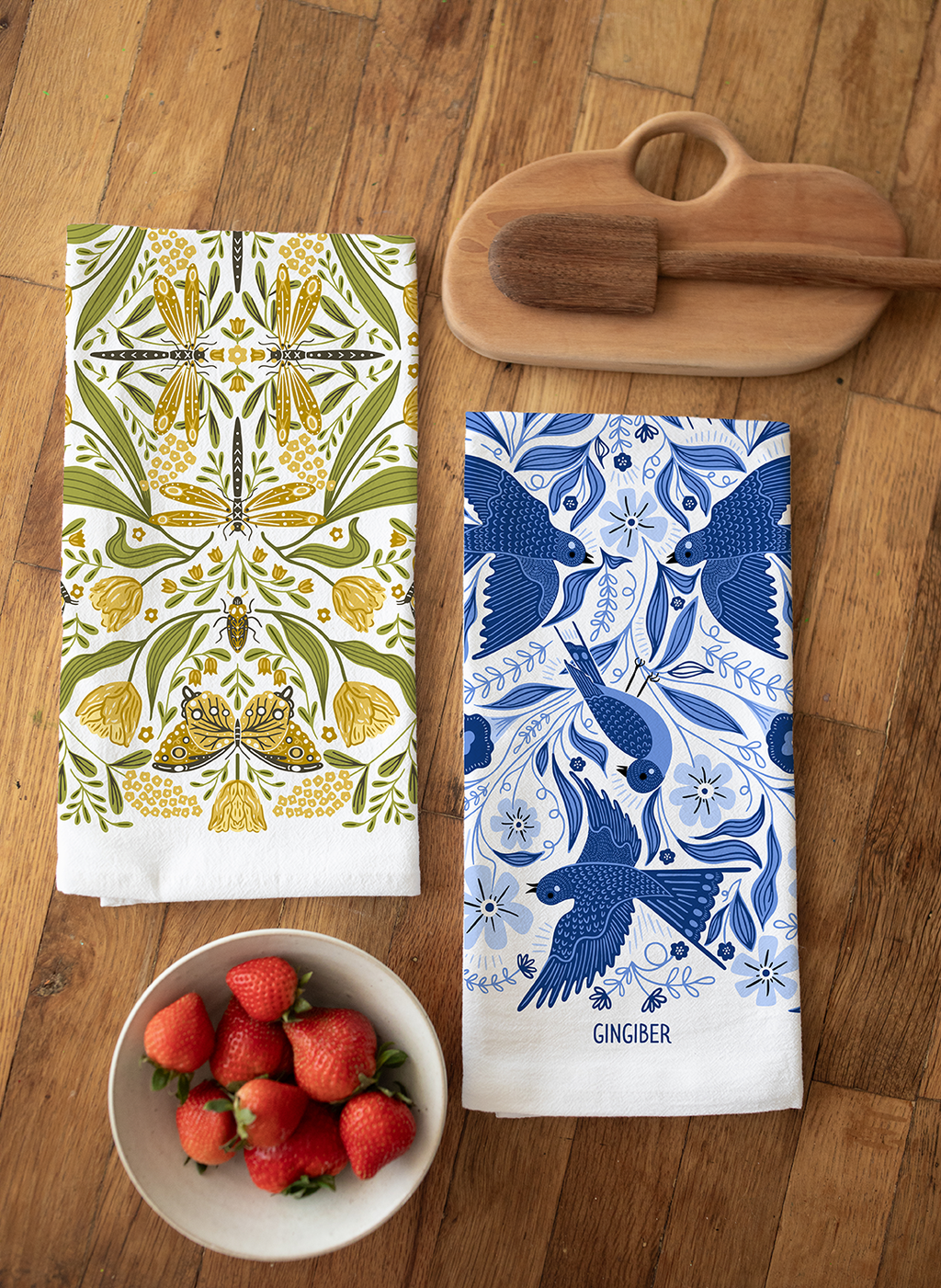 Golden Garden Tea Towel – Butterflies, Floral