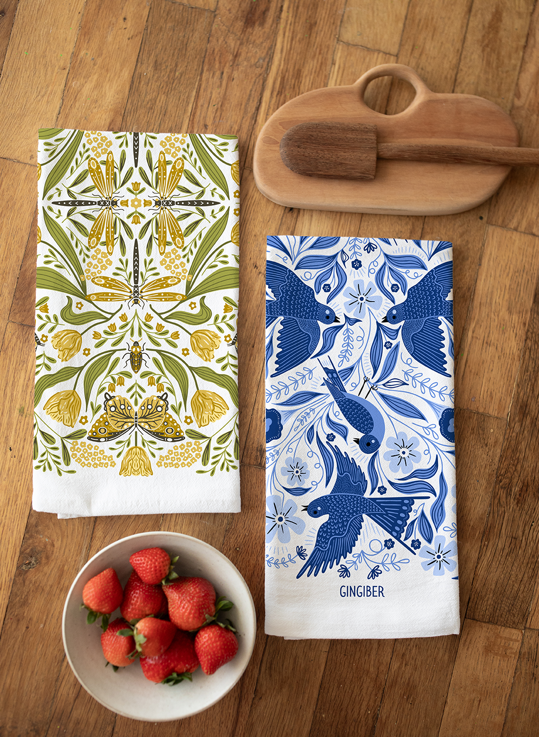 Golden Garden Tea Towel – Butterflies, Floral