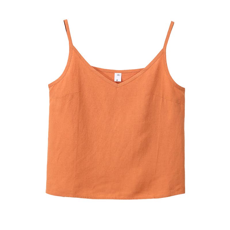 COTTON AND LINEN V-NECK