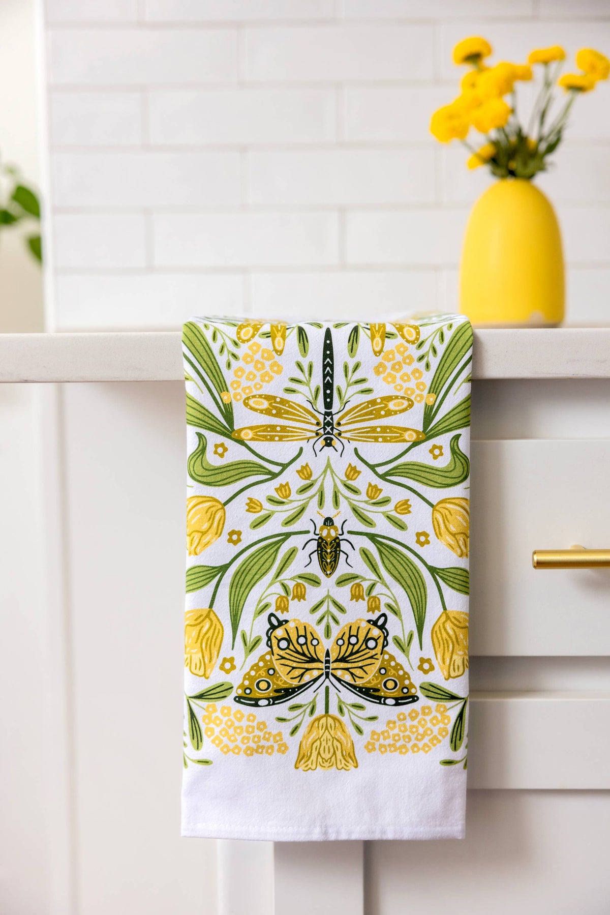 Golden Garden Tea Towel – Butterflies, Floral
