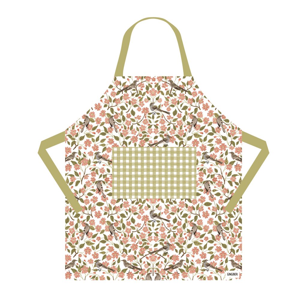 Apple Blossom Apron - Spring Floral Kitchen Linen Apron