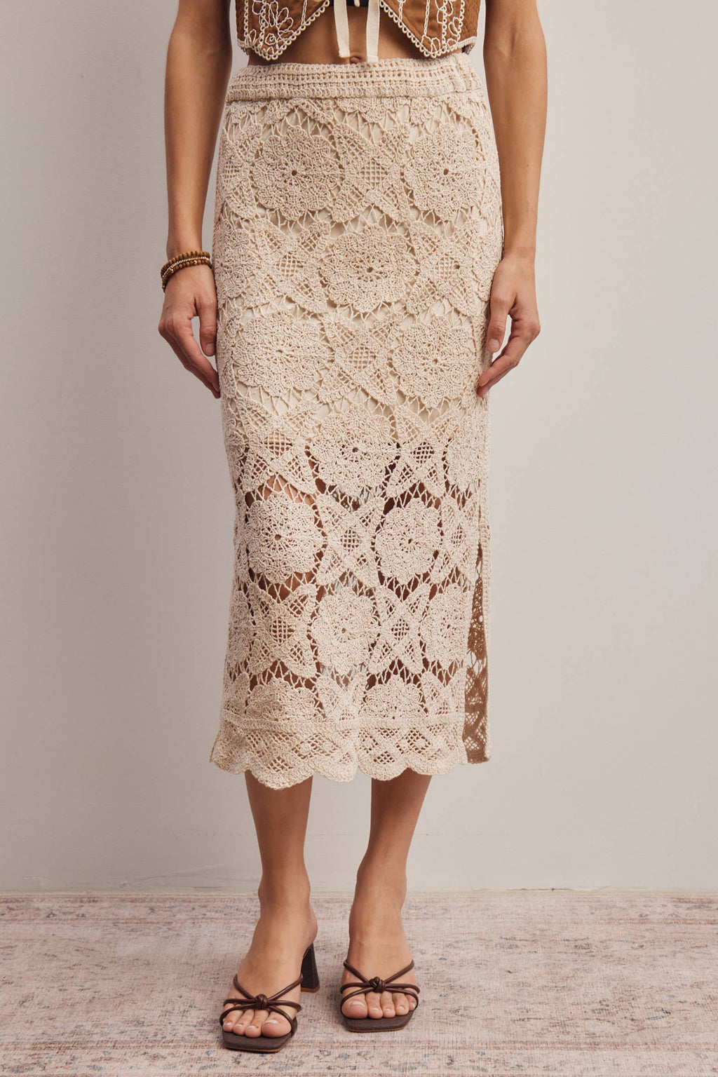 Crochet Lace Midi Skirt