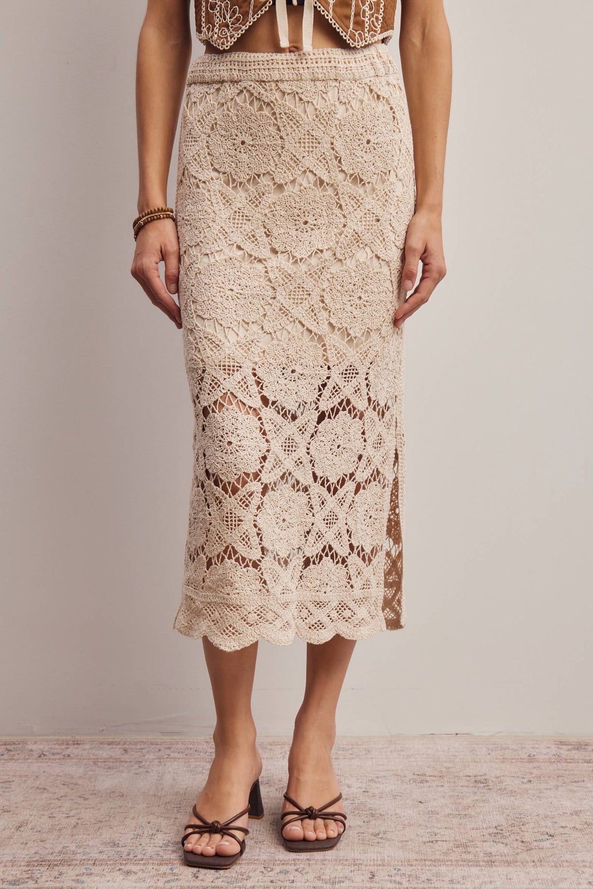 Crochet Lace Midi Skirt