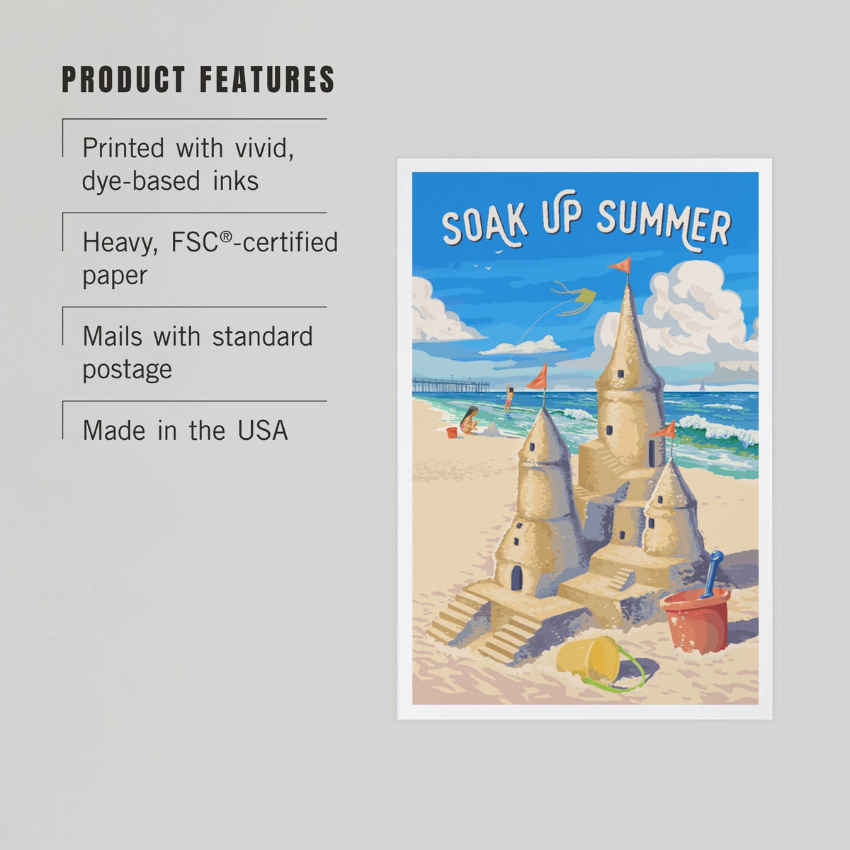 PREMIUM POSTCARDS Soak Up Summer, Sand Castle