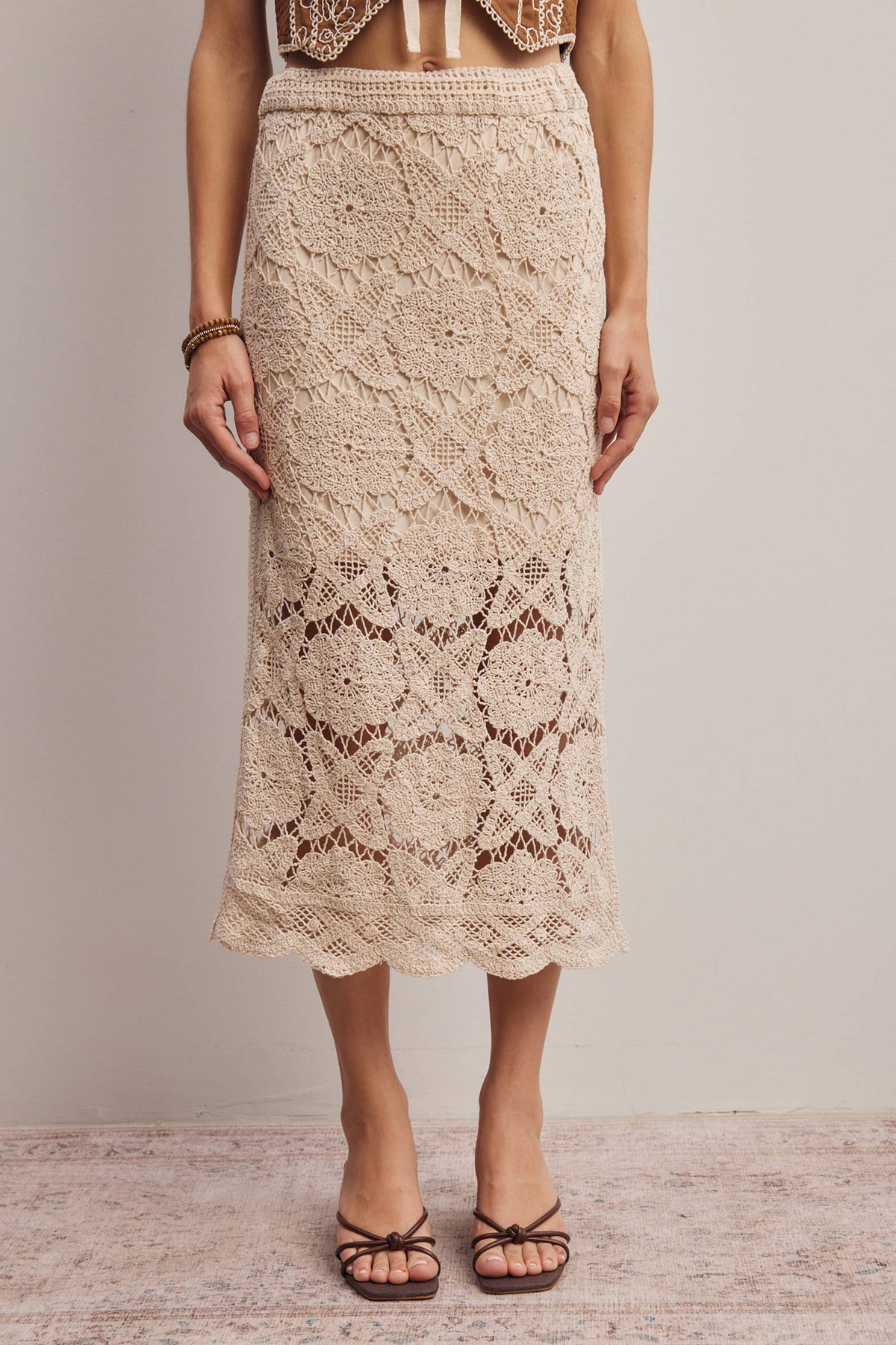 Crochet Lace Midi Skirt