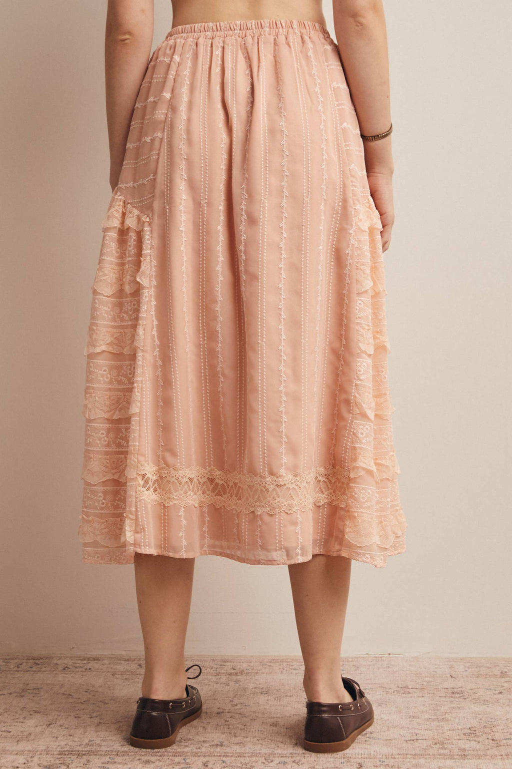 Lace Tiered Midi Skirt