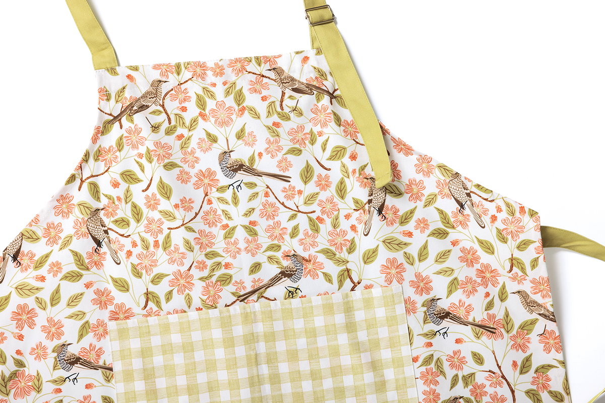 Apple Blossom Apron - Spring Floral Kitchen Linen Apron