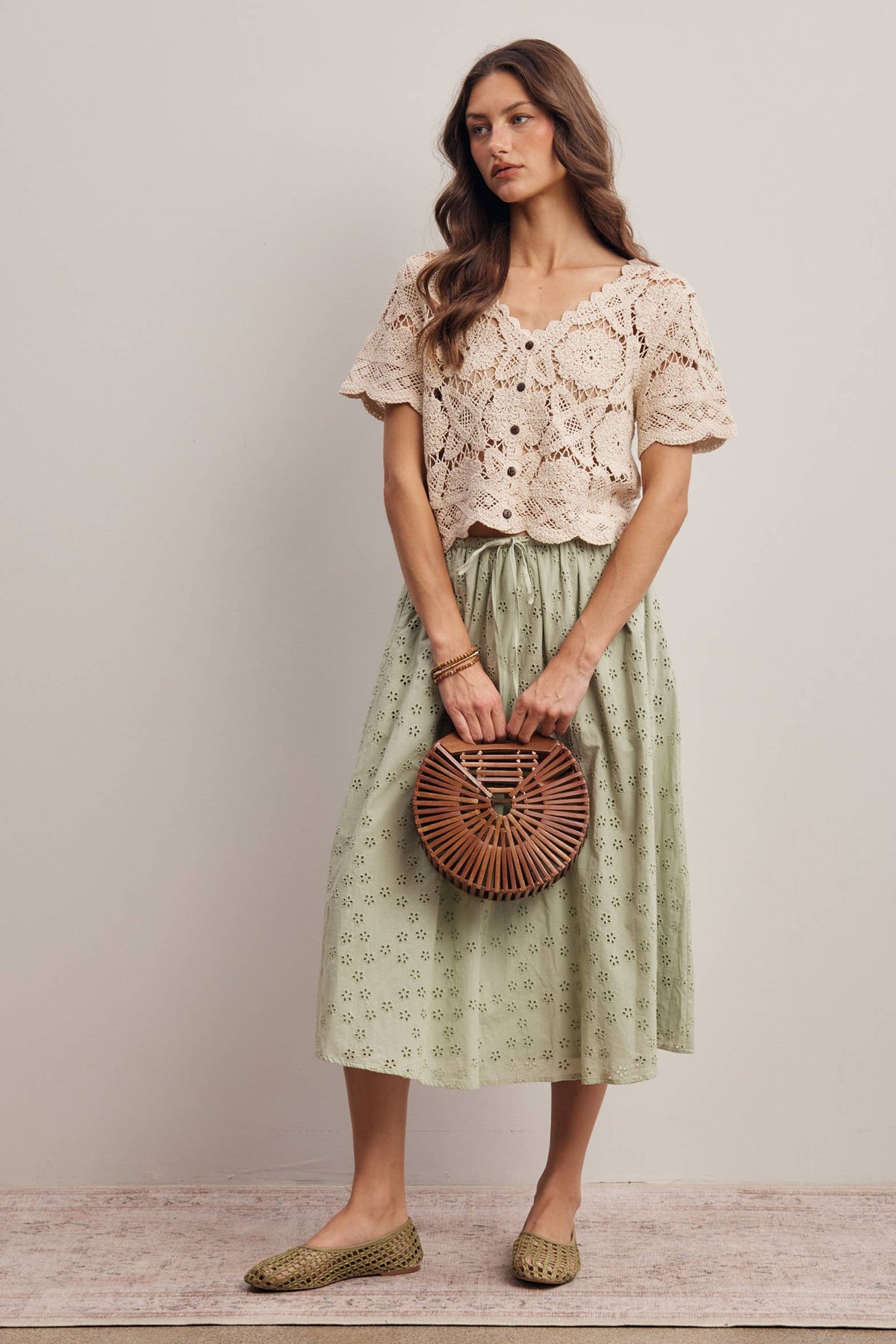 Crochet Lace Short Sleeve Top
