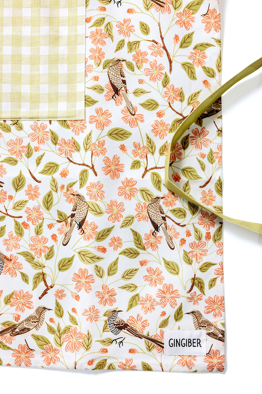 Apple Blossom Apron - Spring Floral Kitchen Linen Apron