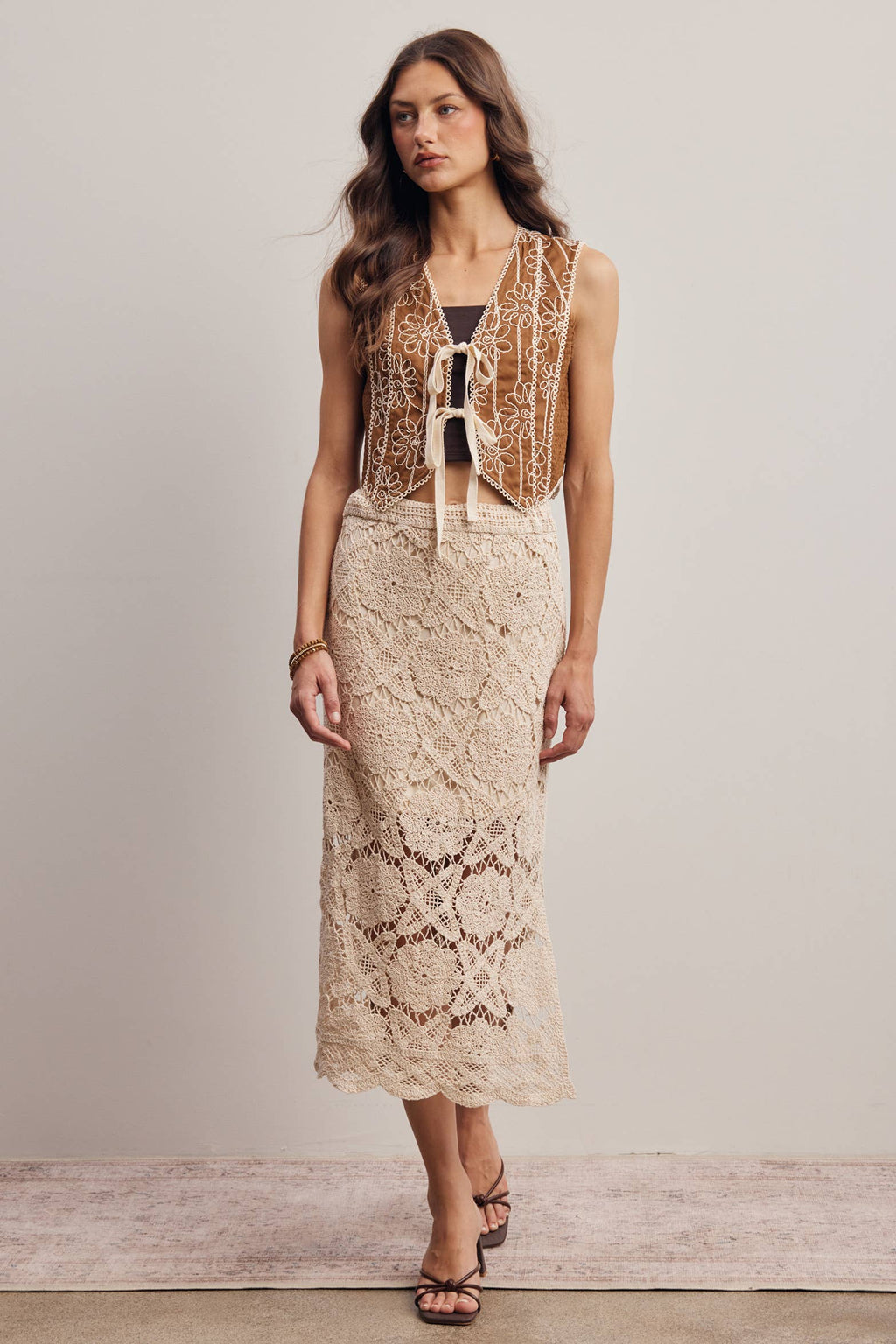 Crochet Lace Midi Skirt