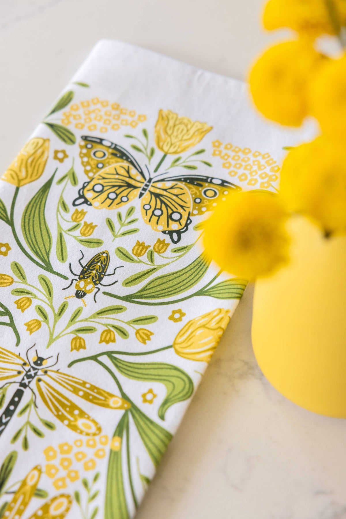 Golden Garden Tea Towel – Butterflies, Floral