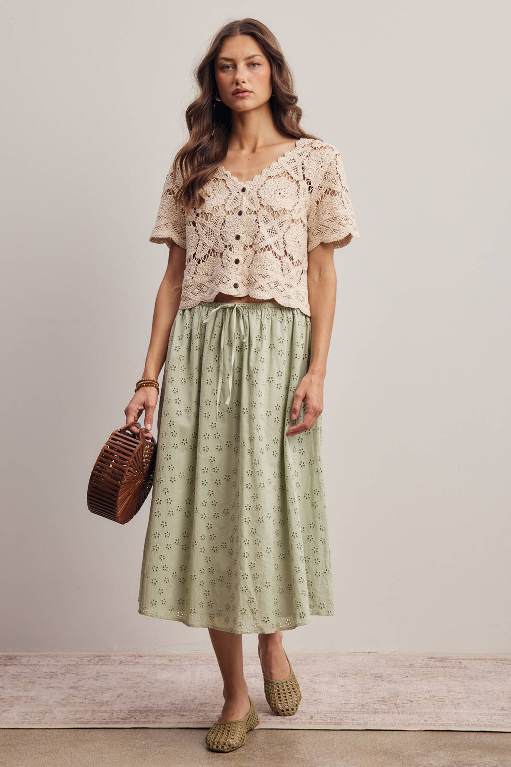 Crochet Lace Short Sleeve Top