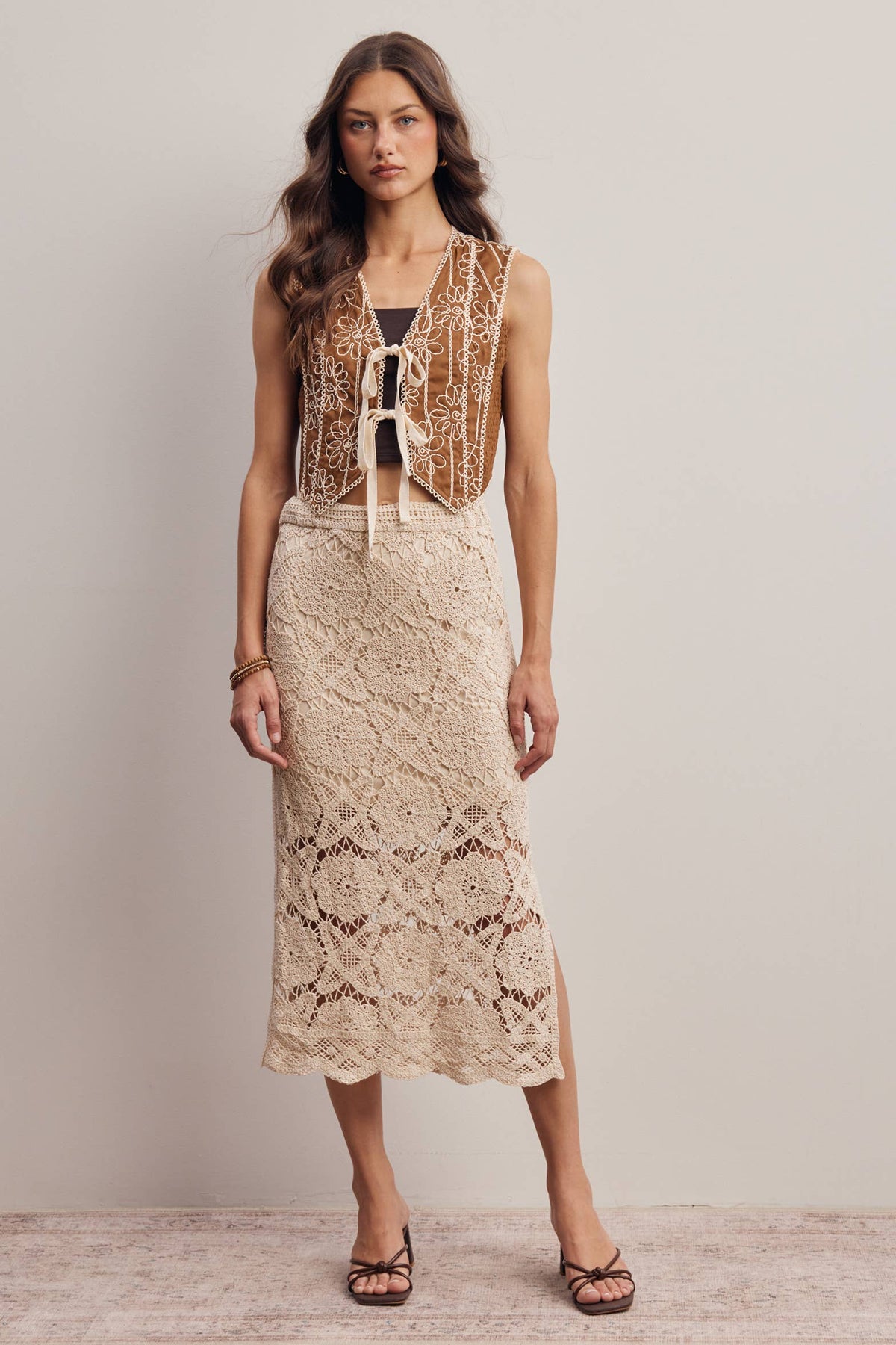 Crochet Lace Midi Skirt