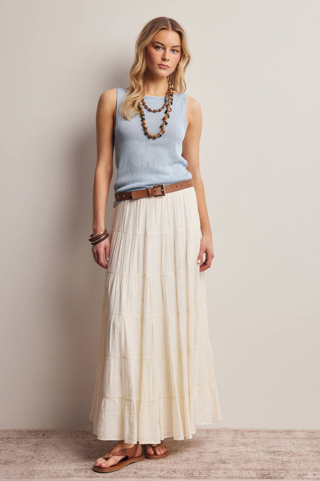 Sleeveless Cotton Knit Tank Top