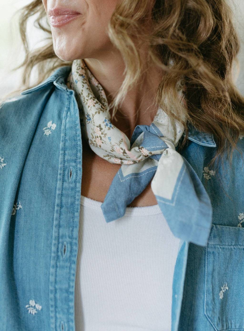 Flutterby Bandana | Afternoon Sonnet - Green Ditsy Floral