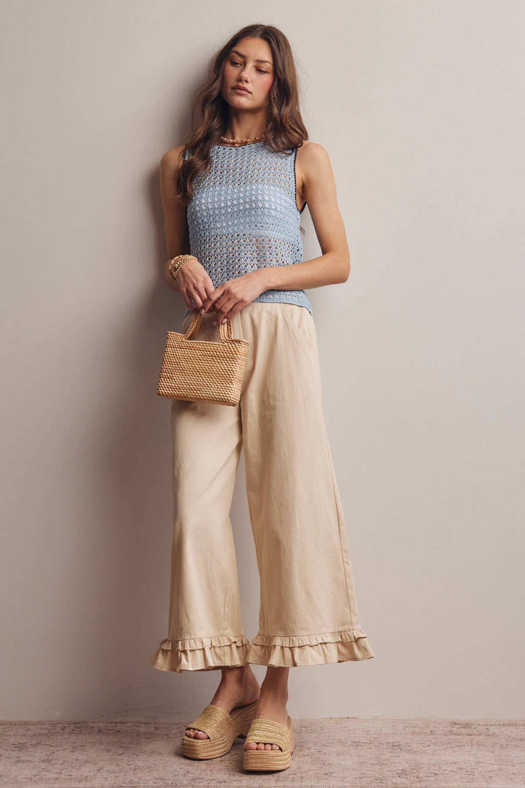 Sleeveless Crochet Knit Top