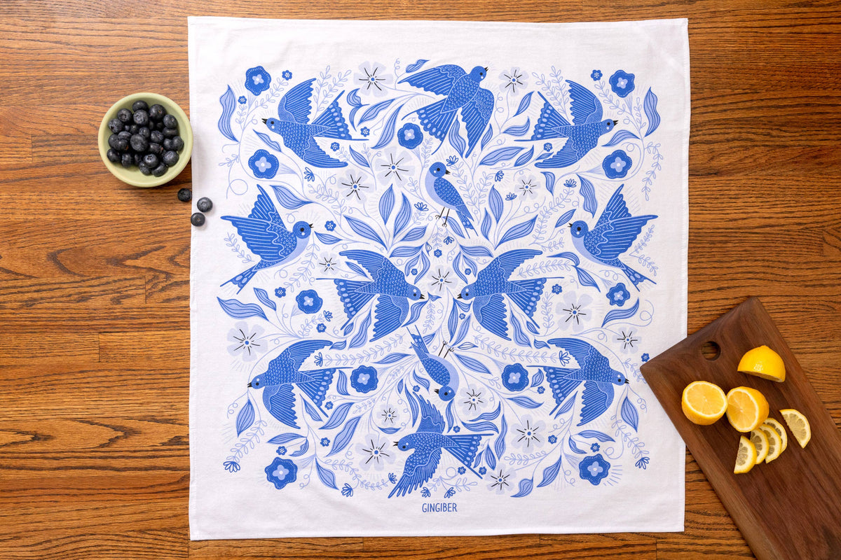 Blue Songbird Tea Towel – For Bird Lovers