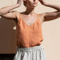 COTTON AND LINEN V-NECK