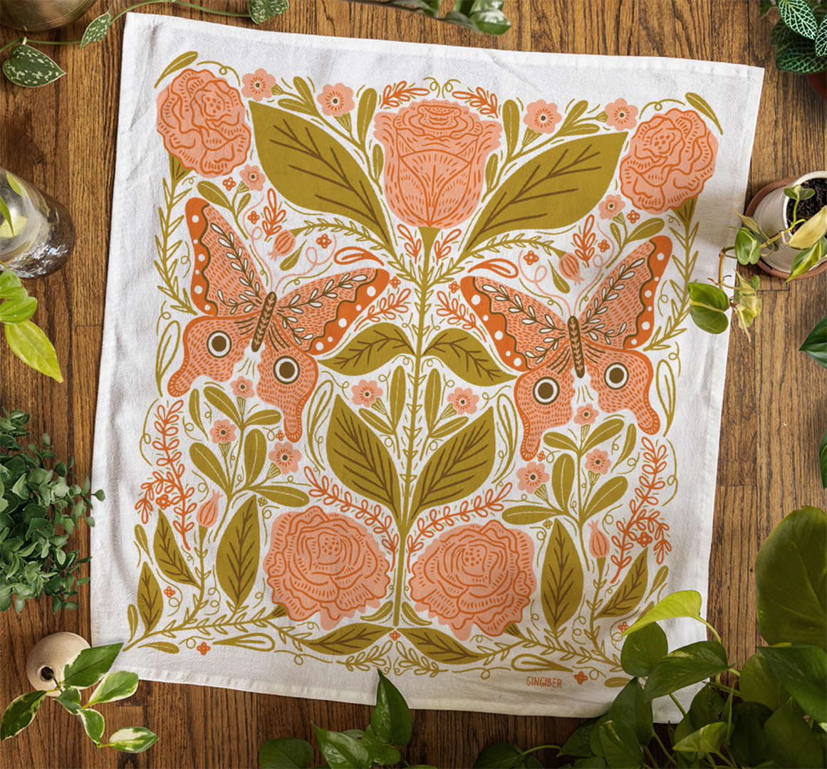 Vintage Butterfly Tea Towel – Nature-Inspired Accent