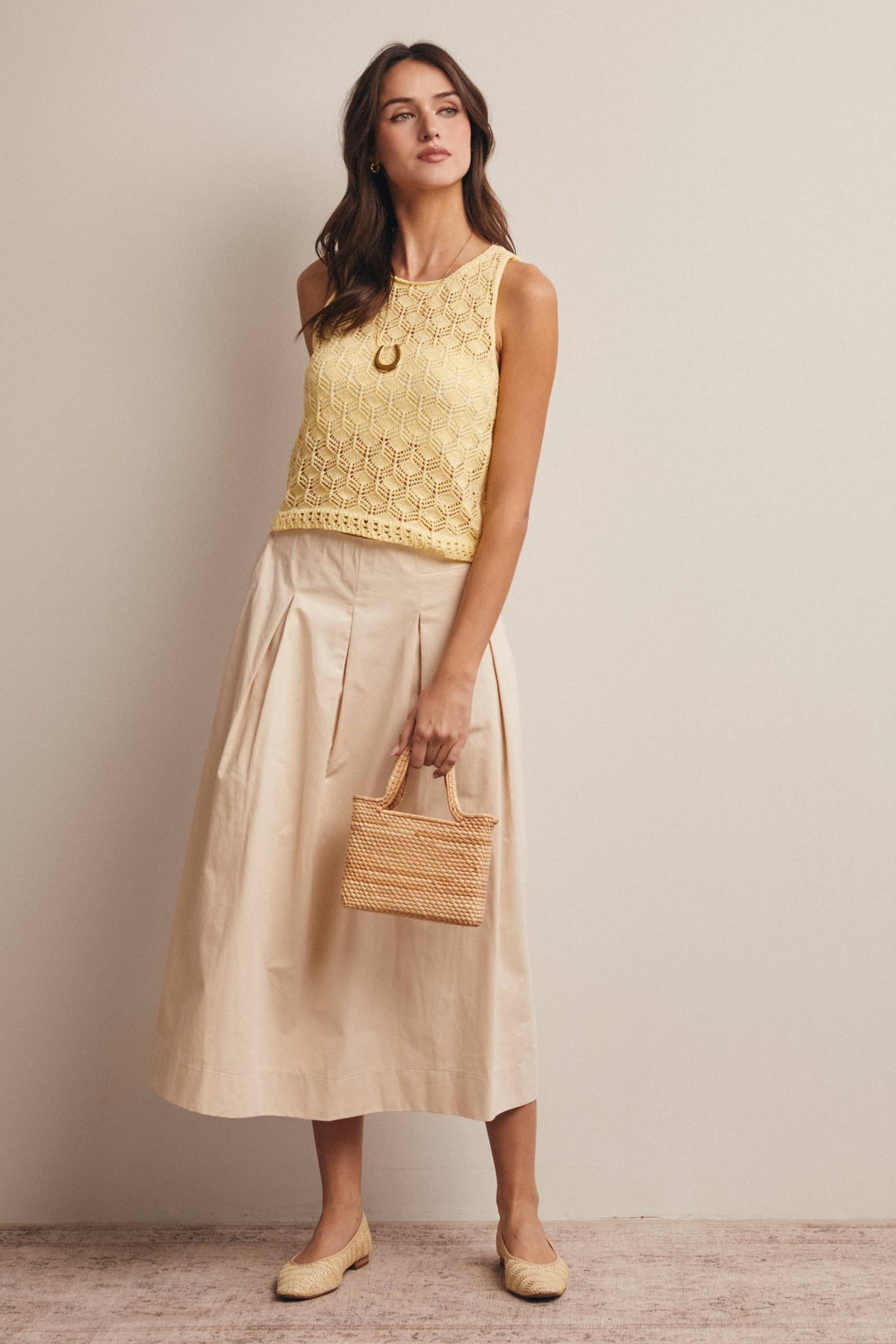 Sleeveless Crochet Knit Tank Top