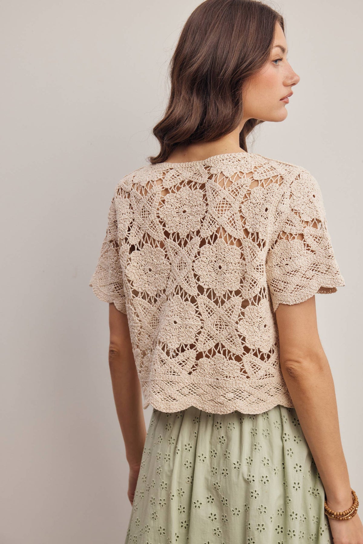 Crochet Lace Short Sleeve Top