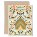 Beehive Birthday Greeting Card - Copper Foiled