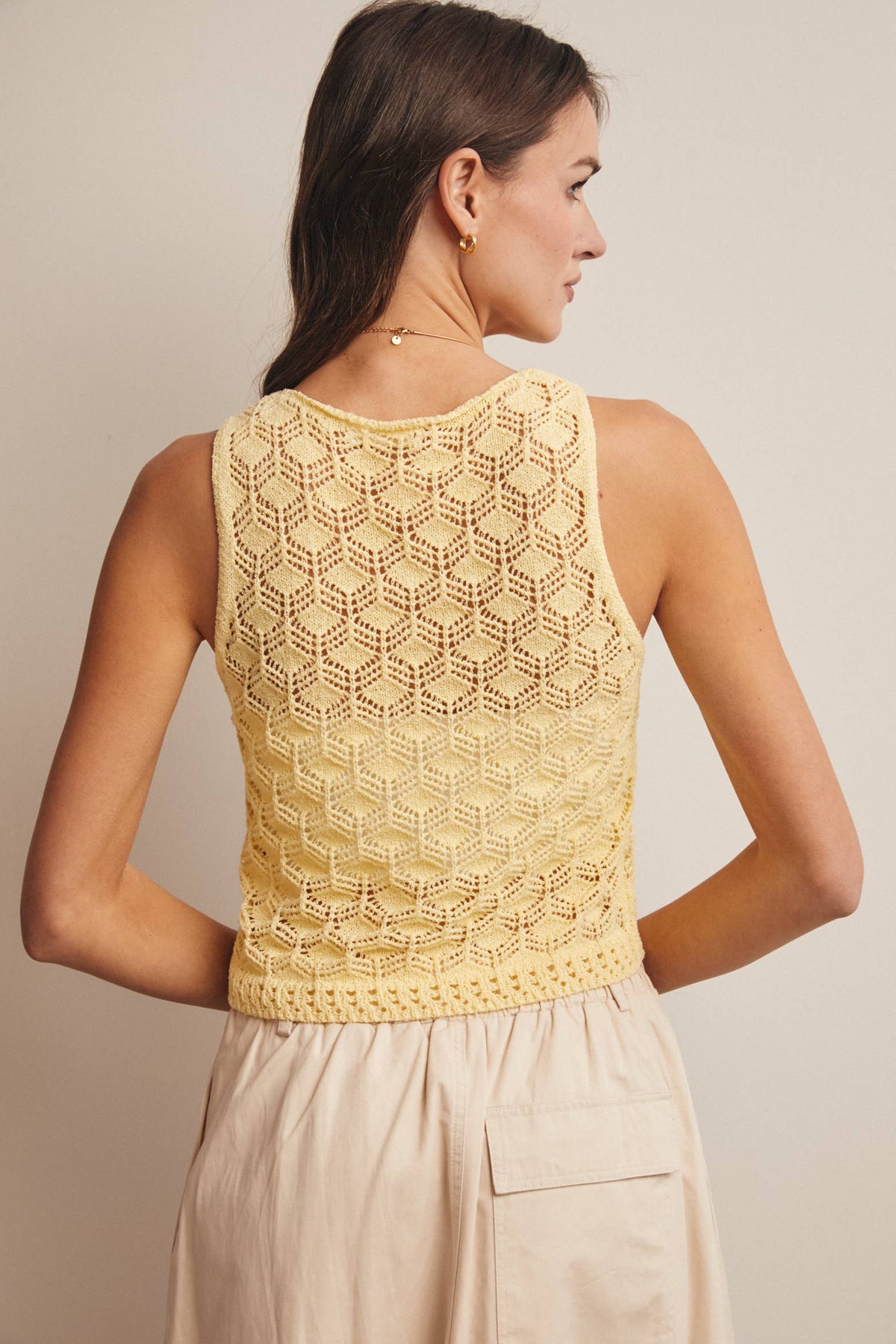Sleeveless Crochet Knit Tank Top