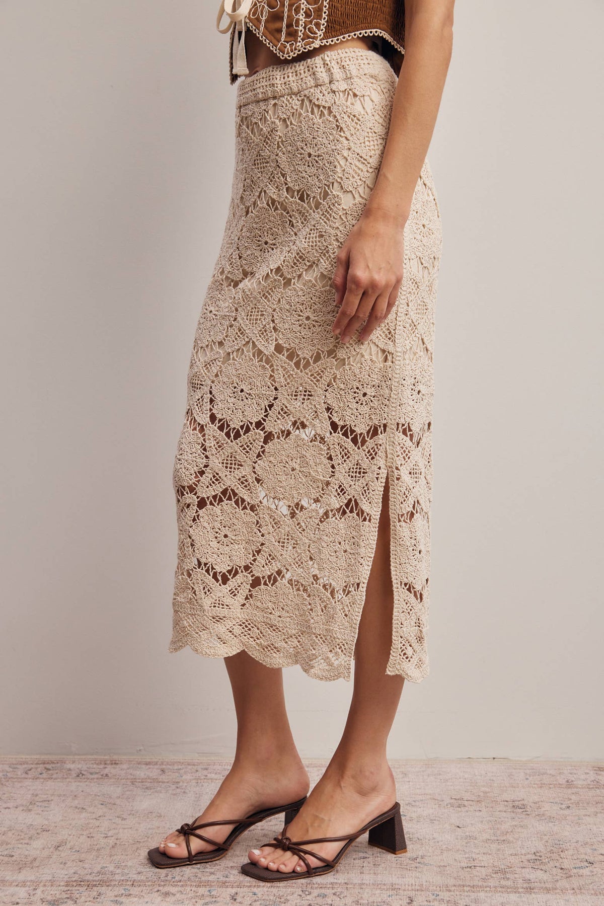 Crochet Lace Midi Skirt