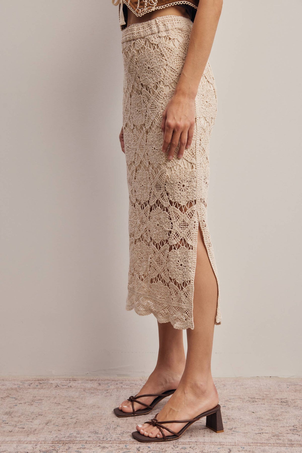 Crochet Lace Midi Skirt