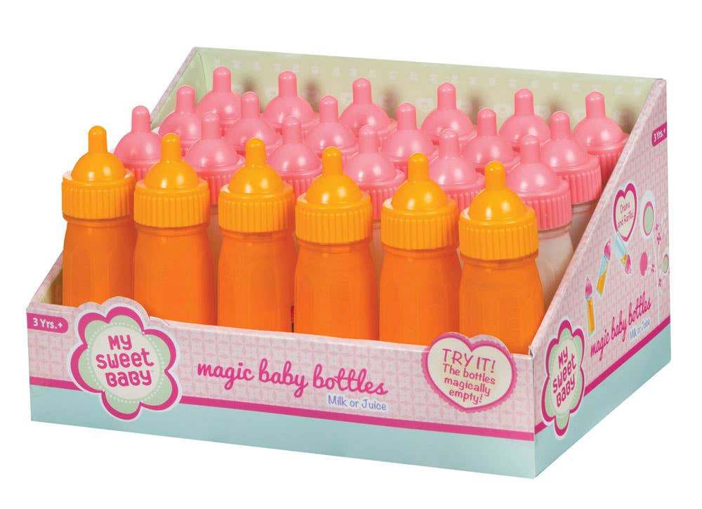 My Sweet Baby Large Magic Bottle, 4.75", Milk & Orange Juice