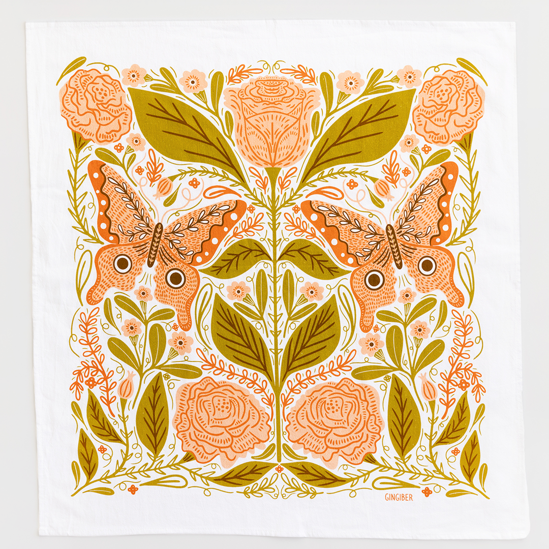 Vintage Butterfly Tea Towel – Nature-Inspired Accent