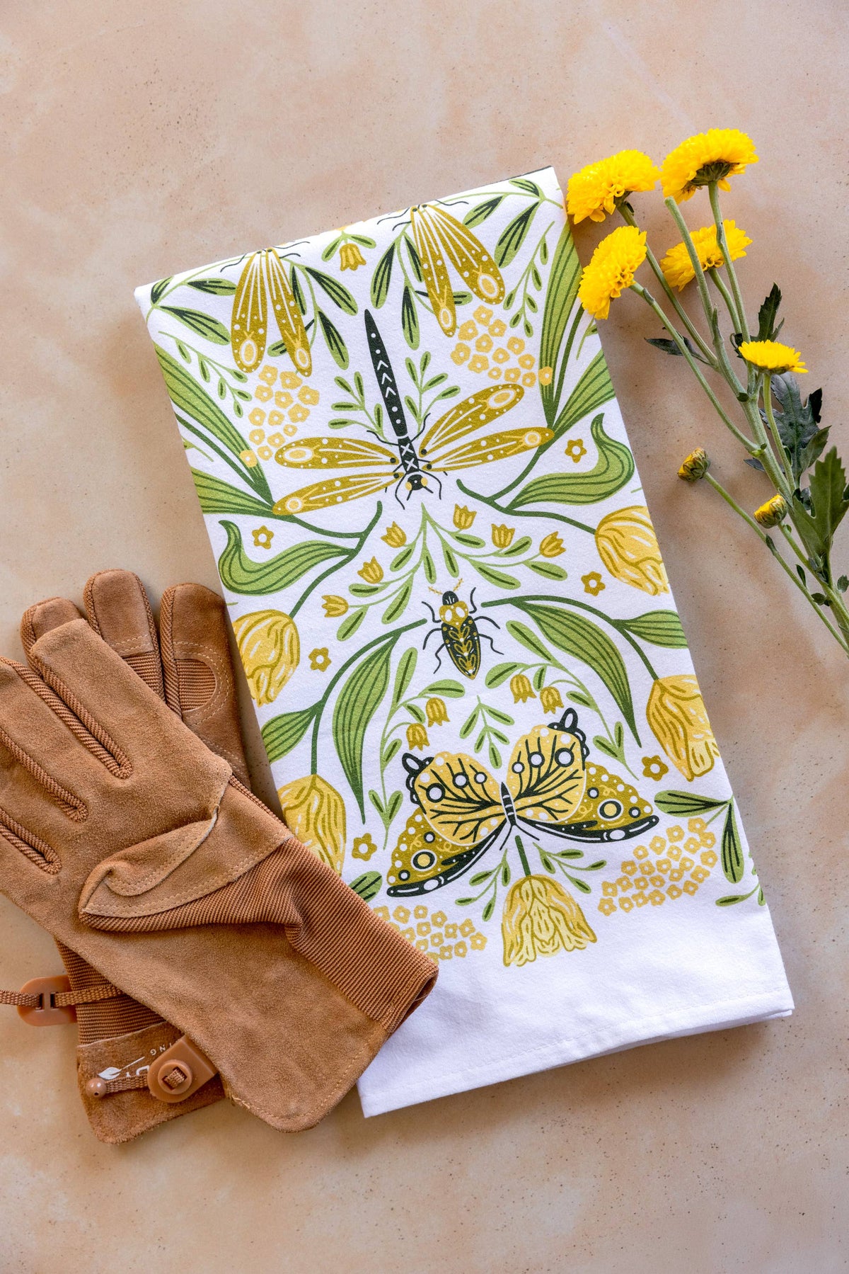 Golden Garden Tea Towel – Butterflies, Floral