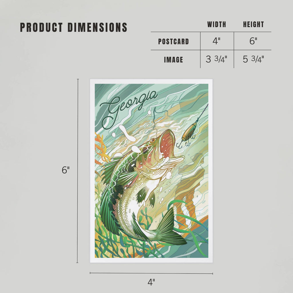 PREMIUM POSTCARDS Georgia, Fish All Day, Bass