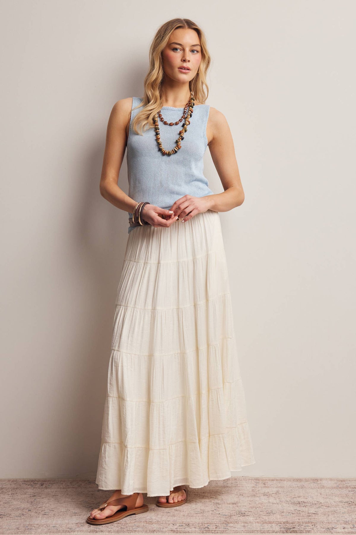 Sleeveless Cotton Knit Tank Top