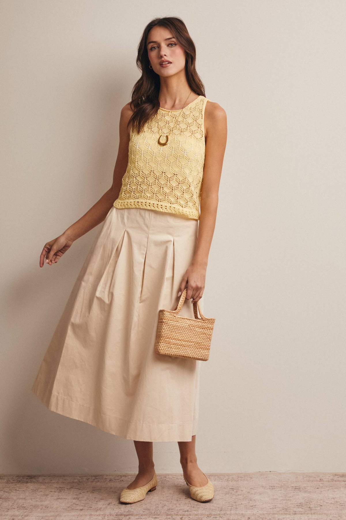 Sleeveless Crochet Knit Tank Top