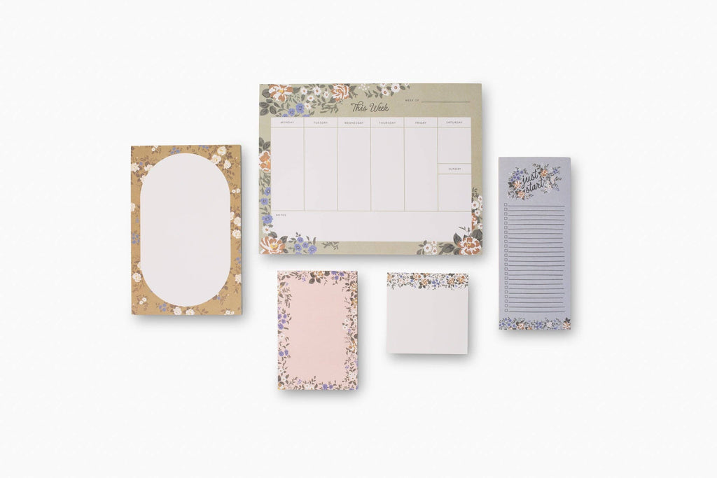 Blossom List Notepad - Blue Floral To-Do List